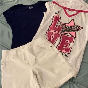 Girls 3 pc bundle of shorts & 2 T-shirts size 12